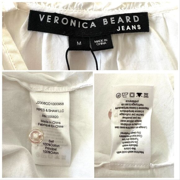Veronica Beard White Milly Shirt, Size M, New with tag - Picture 6 of 14